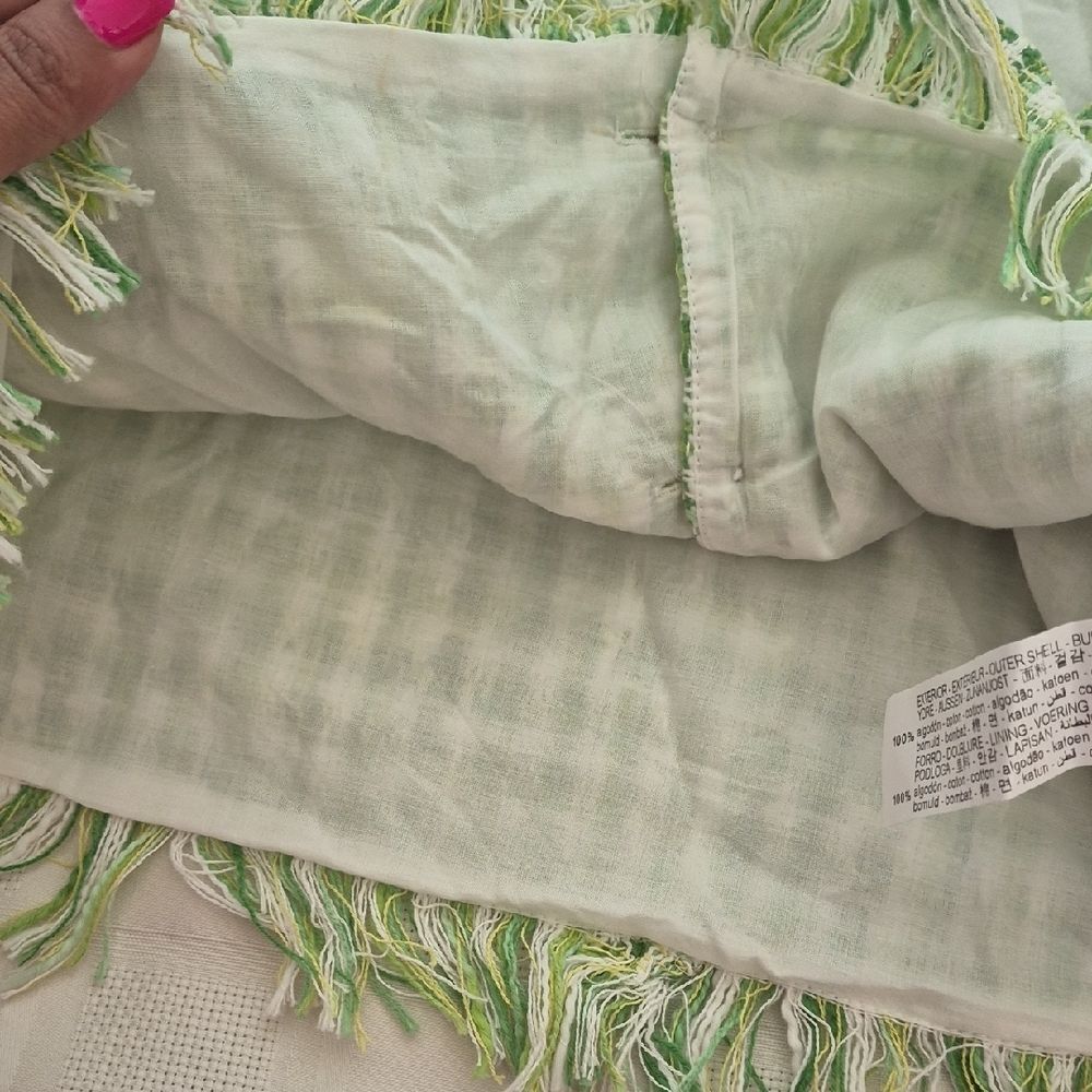 Zara Green and White Tweed Buttoned Blouse - Picture 11 of 16